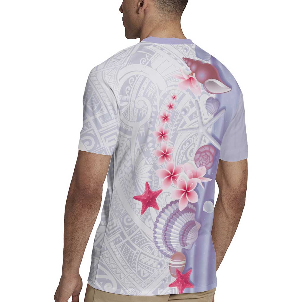 Purple Plumeria Sea Shell Rugby Jersey Starfish Polynesian Pattern LT01 - Polynesian Pride