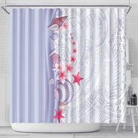 Purple Plumeria Sea Shell Shower Curtain Starfish Polynesian Pattern - Polynesian Pride