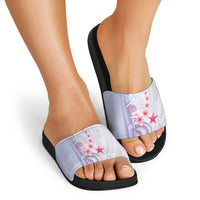 Purple Plumeria Sea Shell Slide Sandals Starfish Polynesian Pattern - Polynesian Pride