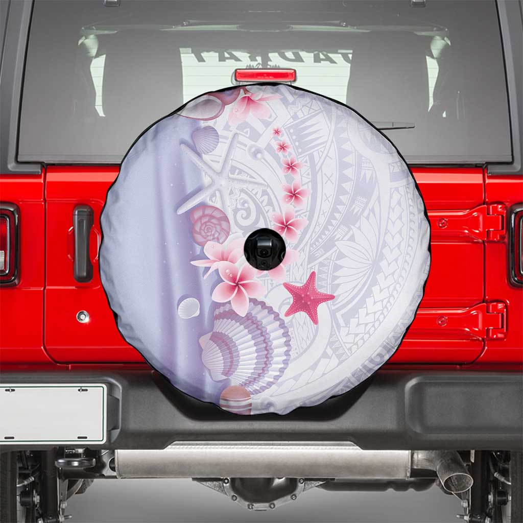 Purple Plumeria Sea Shell Spare Tire Cover Starfish Polynesian Pattern - Polynesian Pride