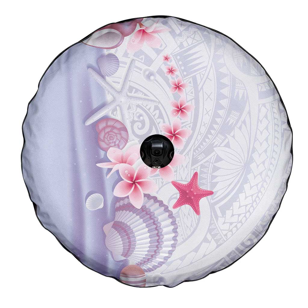Purple Plumeria Sea Shell Spare Tire Cover Starfish Polynesian Pattern - Polynesian Pride