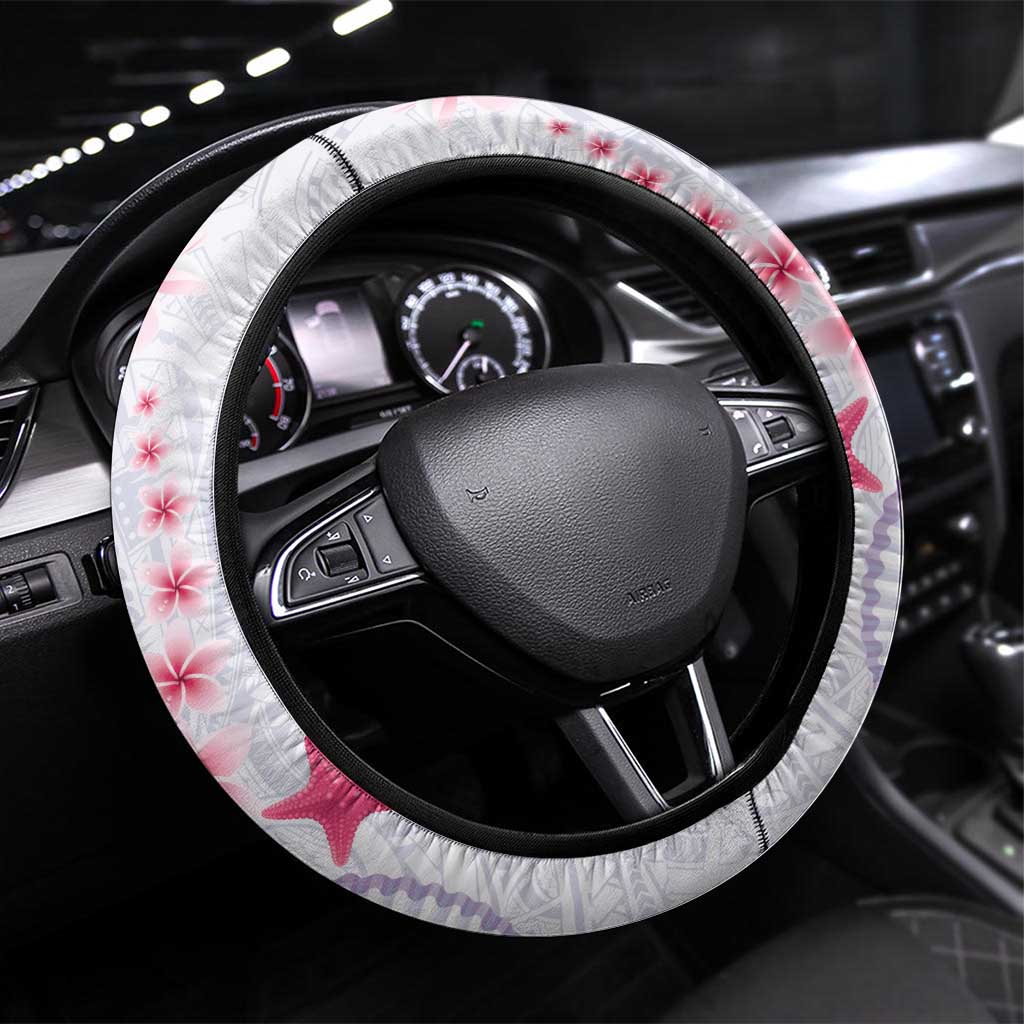Purple Plumeria Sea Shell Steering Wheel Cover Starfish Polynesian Pattern LT01 Universal Fit Purple - Polynesian Pride