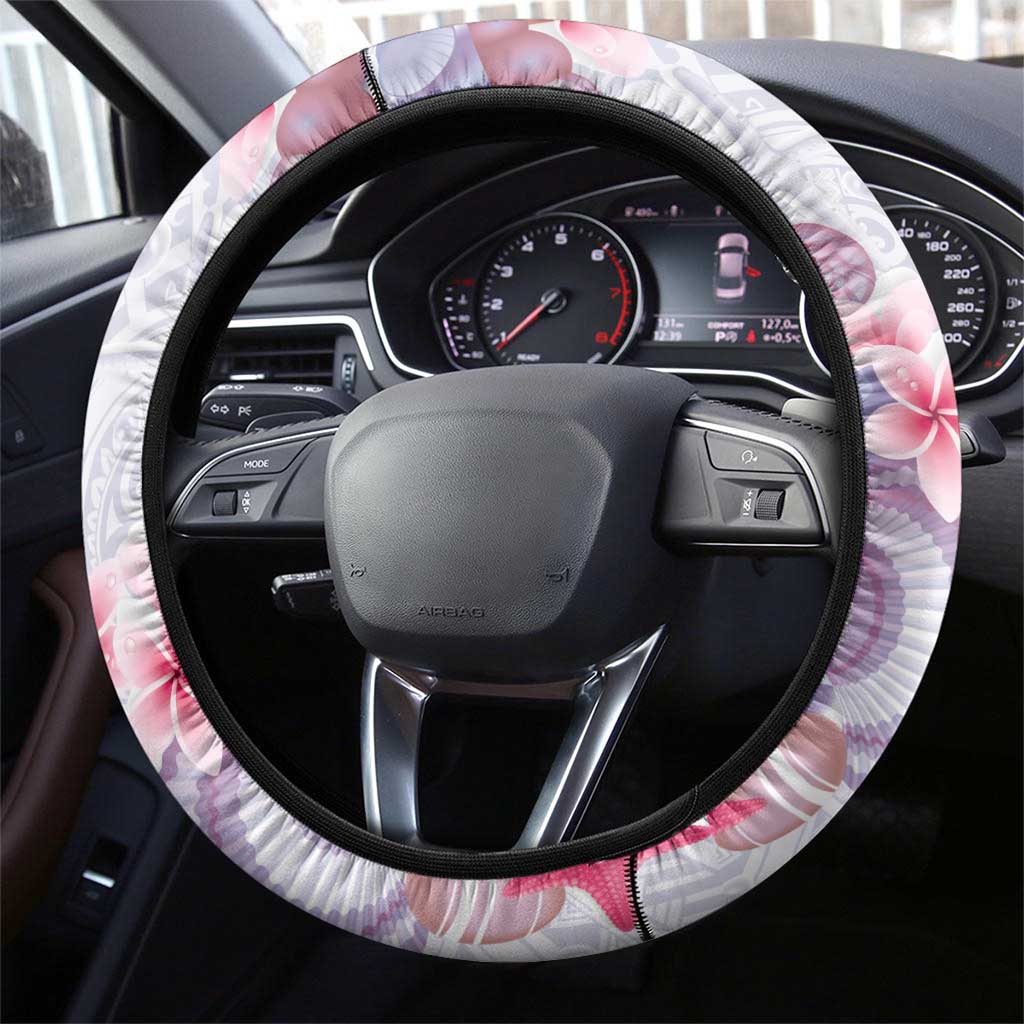 Purple Plumeria Sea Shell Steering Wheel Cover Starfish Polynesian Pattern LT01 - Polynesian Pride