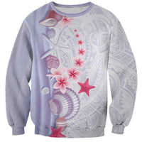 Purple Plumeria Sea Shell Sweatshirt Starfish Polynesian Pattern LT01 Unisex Purple - Polynesian Pride