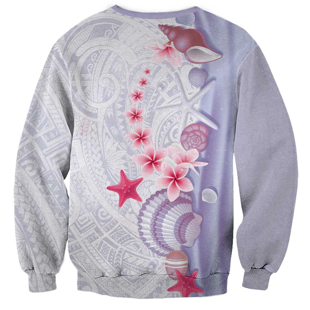Purple Plumeria Sea Shell Sweatshirt Starfish Polynesian Pattern LT01 - Polynesian Pride