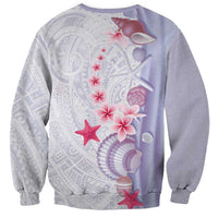 Purple Plumeria Sea Shell Sweatshirt Starfish Polynesian Pattern LT01 - Polynesian Pride
