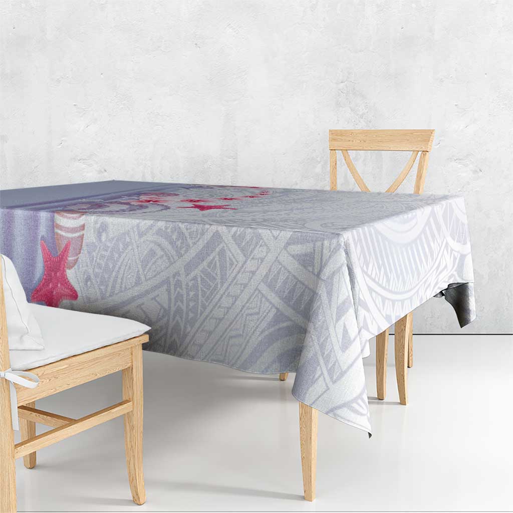 Purple Plumeria Sea Shell Tablecloth Starfish Polynesian Pattern LT01 - Polynesian Pride