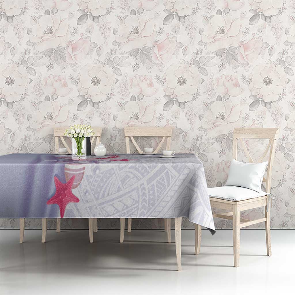 Purple Plumeria Sea Shell Tablecloth Starfish Polynesian Pattern LT01 - Polynesian Pride