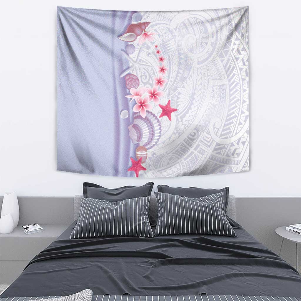 Purple Plumeria Sea Shell Tapestry Starfish Polynesian Pattern - Polynesian Pride