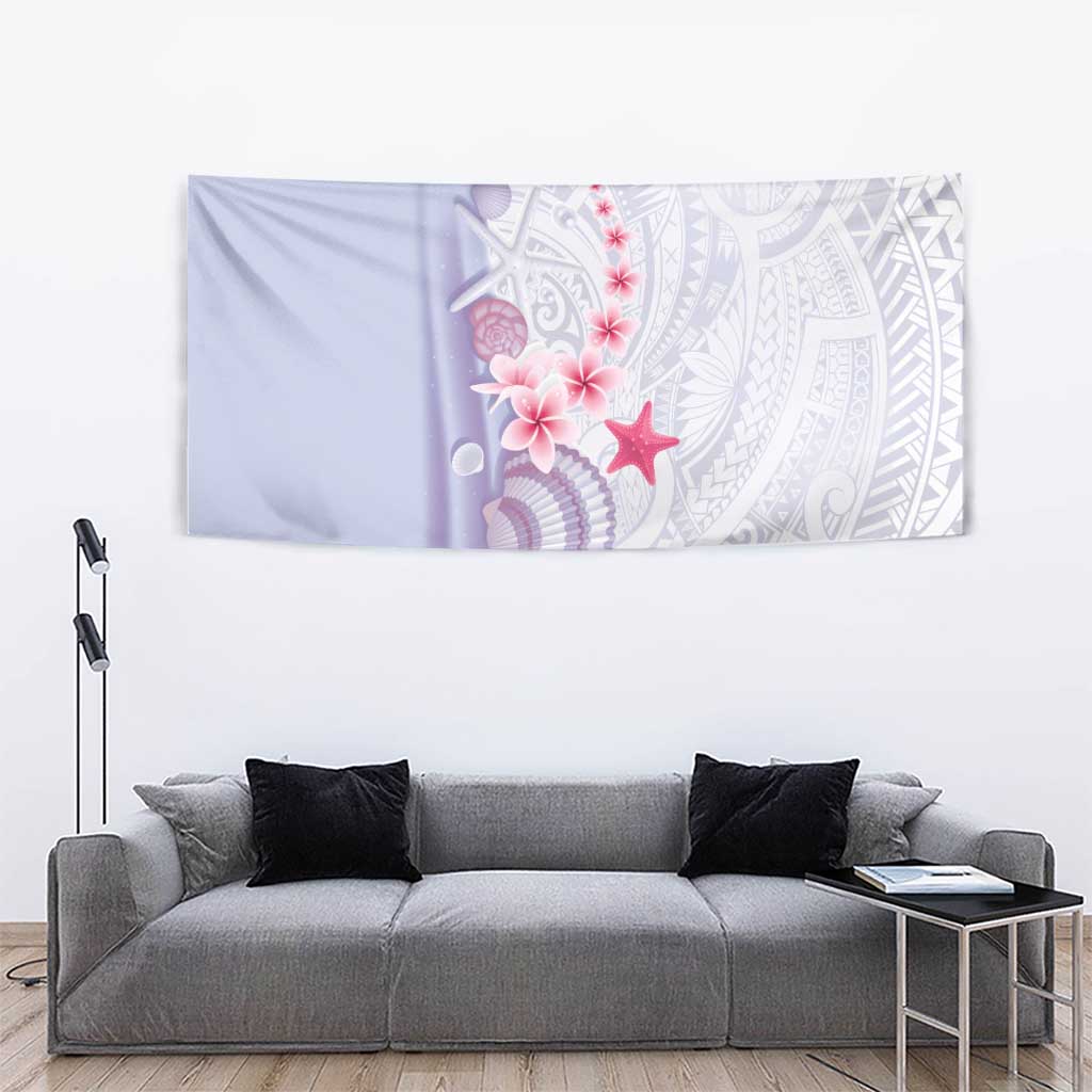 Purple Plumeria Sea Shell Tapestry Starfish Polynesian Pattern - Polynesian Pride