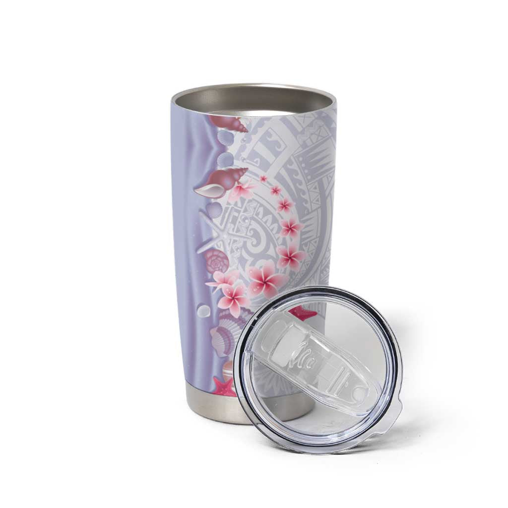 Purple Plumeria Sea Shell Tumbler Cup Starfish Polynesian Pattern - Polynesian Pride