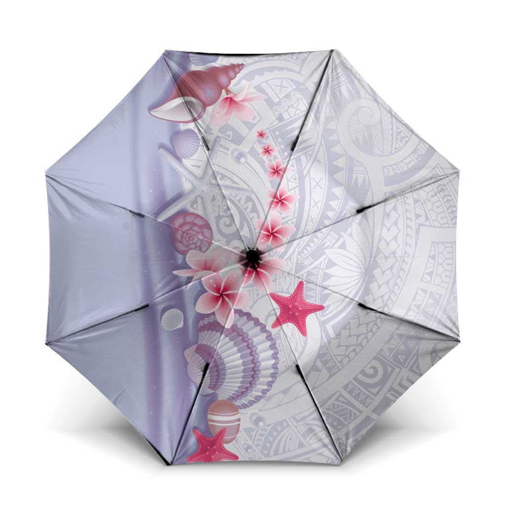 Purple Plumeria Sea Shell Umbrella Starfish Polynesian Pattern - Polynesian Pride