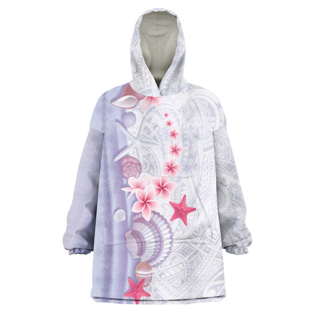 Purple Plumeria Sea Shell Wearable Blanket Hoodie Starfish Polynesian Pattern LT01 One Size Purple - Polynesian Pride