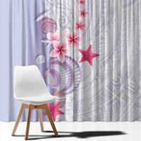 Purple Plumeria Sea Shell Window Curtain Starfish Polynesian Pattern - Polynesian Pride