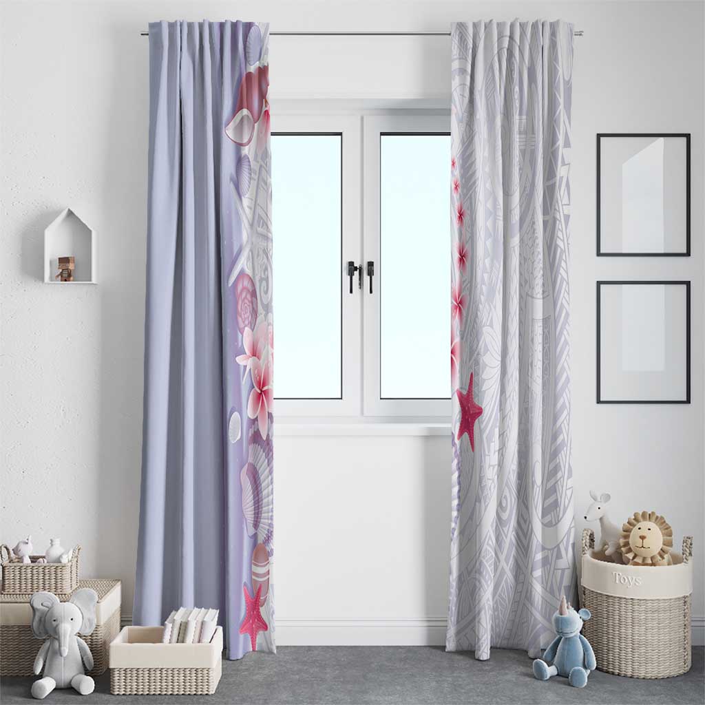Purple Plumeria Sea Shell Window Curtain Starfish Polynesian Pattern - Polynesian Pride