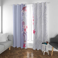 Purple Plumeria Sea Shell Window Curtain Starfish Polynesian Pattern - Polynesian Pride