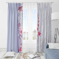 Purple Plumeria Sea Shell Window Curtain Starfish Polynesian Pattern - Polynesian Pride