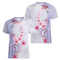 Purple Plumeria Sea Shell Women V-Neck T-Shirt Starfish Polynesian Pattern LT01 - Polynesian Pride