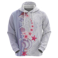 Purple Plumeria Sea Shell Zip Hoodie Starfish Polynesian Pattern LT01 - Polynesian Pride