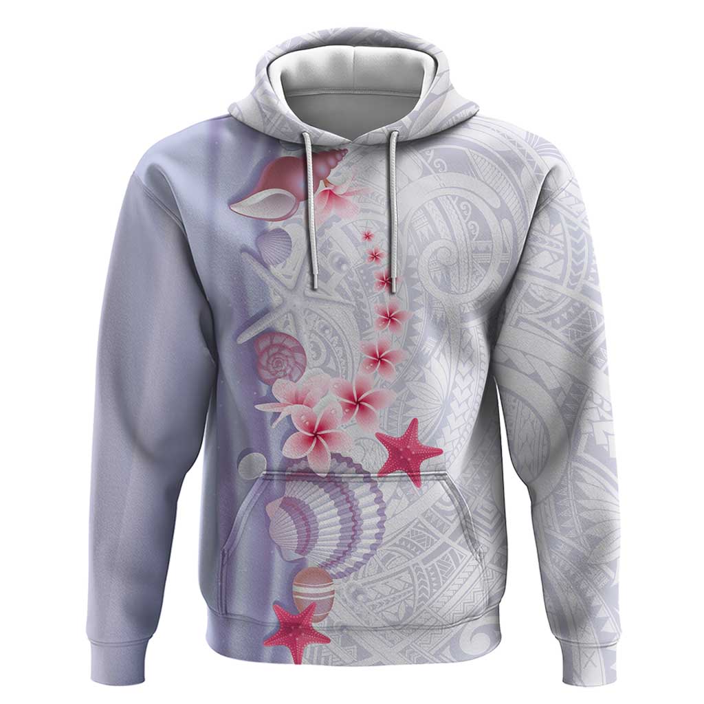 Purple Plumeria Sea Shell Zip Hoodie Starfish Polynesian Pattern LT01 Pullover Hoodie Purple - Polynesian Pride