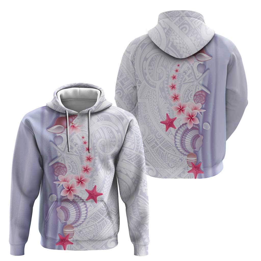 Purple Plumeria Sea Shell Zip Hoodie Starfish Polynesian Pattern LT01 - Polynesian Pride