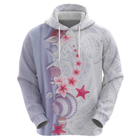 Purple Plumeria Sea Shell Zip Hoodie Starfish Polynesian Pattern LT01 - Polynesian Pride