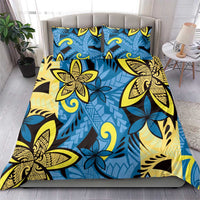 Plumeria Polynesian Pattern Bedding Set Unique Fantasy Blue Yellow