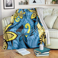 Plumeria Polynesian Pattern Blanket Unique Fantasy Blue Yellow LT01 Blue - Polynesian Pride