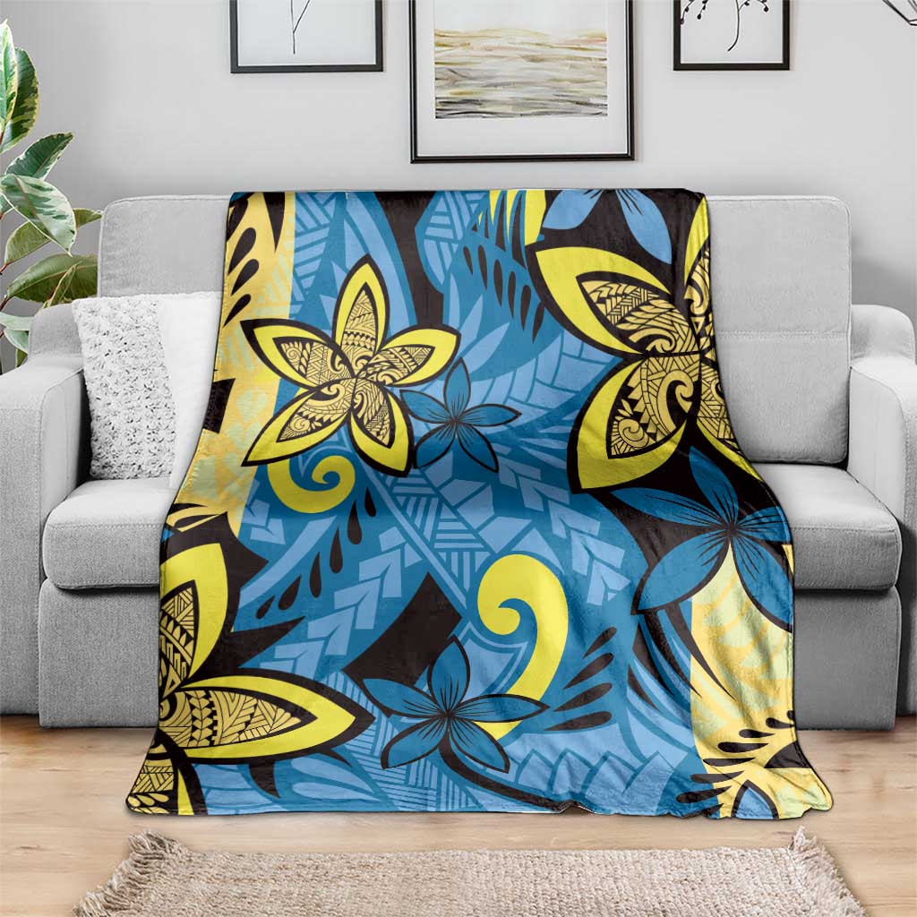 Plumeria Polynesian Pattern Blanket Unique Fantasy Blue Yellow LT01 - Polynesian Pride