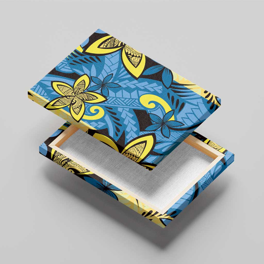 Plumeria Polynesian Pattern Canvas Wall Art Unique Fantasy Blue Yellow LT01 - Polynesian Pride