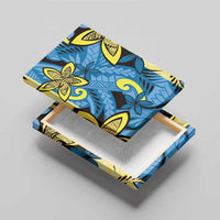 Plumeria Polynesian Pattern Canvas Wall Art Unique Fantasy Blue Yellow LT01 - Polynesian Pride