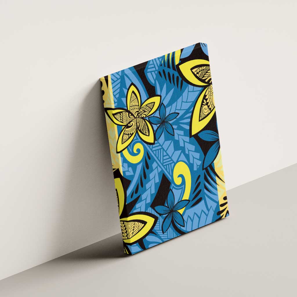 Plumeria Polynesian Pattern Canvas Wall Art Unique Fantasy Blue Yellow LT01 - Polynesian Pride