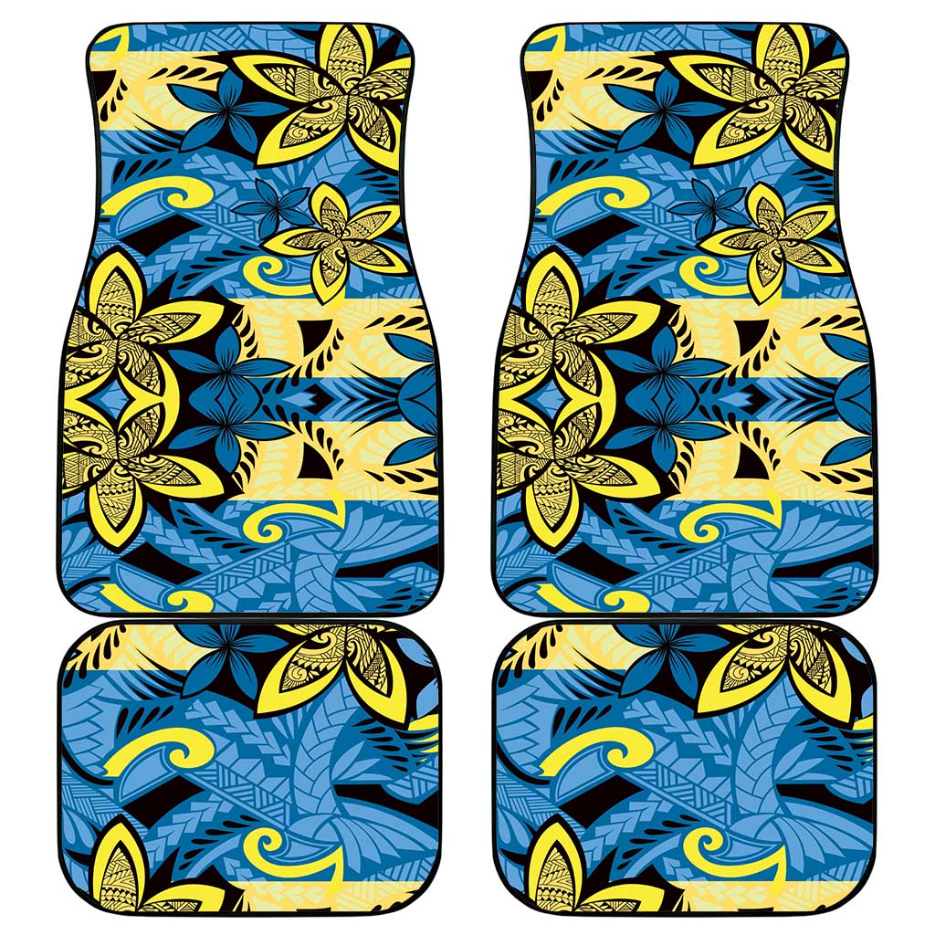 Plumeria Polynesian Pattern Car Mats Unique Fantasy Blue Yellow LT01 - Polynesian Pride