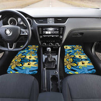Plumeria Polynesian Pattern Car Mats Unique Fantasy Blue Yellow LT01 Set 2pcs - Front Blue - Polynesian Pride
