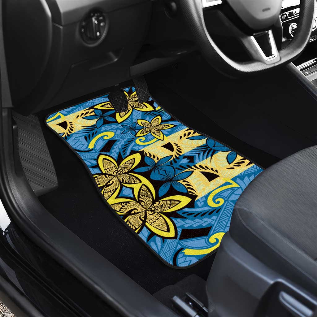 Plumeria Polynesian Pattern Car Mats Unique Fantasy Blue Yellow LT01 - Polynesian Pride