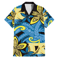 Plumeria Polynesian Pattern Family Matching Mermaid Dress and Hawaiian Shirt Unique Fantasy Blue Yellow