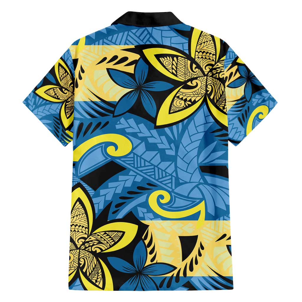 Plumeria Polynesian Pattern Family Matching Off Shoulder Maxi Dress and Hawaiian Shirt Unique Fantasy Blue Yellow