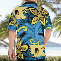 Plumeria Polynesian Pattern Hawaiian Shirt Unique Fantasy Blue Yellow LT01 - Polynesian Pride