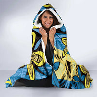 Plumeria Polynesian Pattern Hooded Blanket Unique Fantasy Blue Yellow LT01 - Polynesian Pride