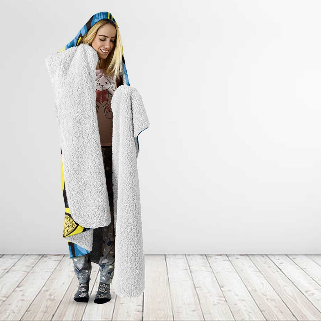 Plumeria Polynesian Pattern Hooded Blanket Unique Fantasy Blue Yellow LT01 - Polynesian Pride