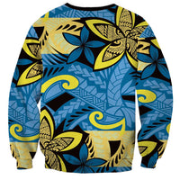 Plumeria Polynesian Pattern Sweatshirt Unique Fantasy Blue Yellow LT01 - Polynesian Pride
