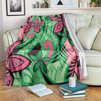Plumeria Polynesian Pattern Blanket Unique Fantasy Green Pink LT01 Green - Polynesian Pride