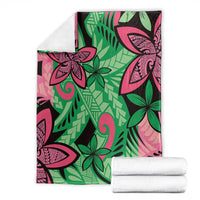 Plumeria Polynesian Pattern Blanket Unique Fantasy Green Pink LT01 - Polynesian Pride