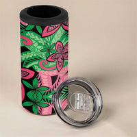 Plumeria Polynesian Pattern 4 in 1 Can Cooler Tumbler Unique Fantasy Green Pink LT01 - Polynesian Pride