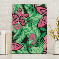 Plumeria Polynesian Pattern Canvas Wall Art Unique Fantasy Green Pink LT01 Without Frame Green - Polynesian Pride