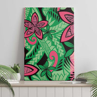 Plumeria Polynesian Pattern Canvas Wall Art Unique Fantasy Green Pink LT01 - Polynesian Pride
