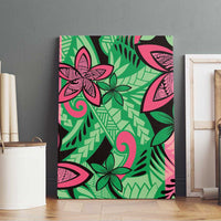Plumeria Polynesian Pattern Canvas Wall Art Unique Fantasy Green Pink LT01 - Polynesian Pride