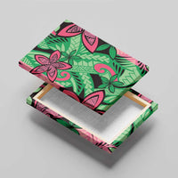 Plumeria Polynesian Pattern Canvas Wall Art Unique Fantasy Green Pink LT01 - Polynesian Pride