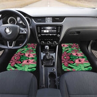 Plumeria Polynesian Pattern Car Mats Unique Fantasy Green Pink LT01 Set 2pcs - Front Green - Polynesian Pride