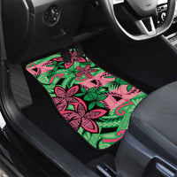 Plumeria Polynesian Pattern Car Mats Unique Fantasy Green Pink LT01 - Polynesian Pride